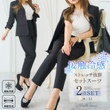 リネンライク軽やかジャケット+パンツ2点セットスーツ