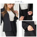 リネンライク軽やかジャケット+パンツ2点セットスーツ