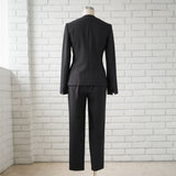 リネンライク軽やかジャケット+パンツ2点セットスーツ