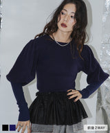 【10/23 10:59までの特別価格】2wayパフスリーブリボンニット