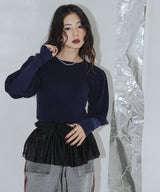 【10/23 10:59までの特別価格】2wayパフスリーブリボンニット