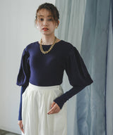 【10/23 10:59までの特別価格】2wayパフスリーブリボンニット
