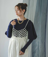 【10/23 10:59までの特別価格】2wayパフスリーブリボンニット