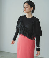 【10/23 10:59までの特別価格】2wayパフスリーブリボンニット