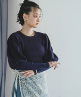 【10/23 10:59までの特別価格】2wayパフスリーブリボンニット