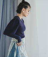 【10/23 10:59までの特別価格】2wayパフスリーブリボンニット