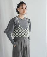 【10/23 10:59までの特別価格】2wayパフスリーブリボンニット