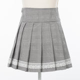 【10/23 10:59までの特別価格】レーステーププリーツスカート【大きいサイズ有】