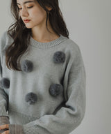 【10/23 10:59までの特別価格】ファーポンポンニット