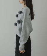 【10/23 10:59までの特別価格】ファーポンポンニット