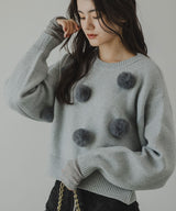 【10/23 10:59までの特別価格】ファーポンポンニット