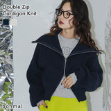 【10/23 10:59までの特別価格】ダブルジップビッグカラーカーデニット
