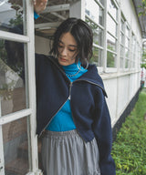 【10/23 10:59までの特別価格】ダブルジップビッグカラーカーデニット