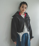 【10/23 10:59までの特別価格】ダブルジップビッグカラーカーデニット