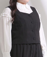 【10/23 10:59までの特別価格】【3L~6L】ショート丈バックベルトベスト【大きいサイズ】　　