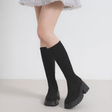 【10/23 10:59までの特別価格】厚底美脚ストレッチフィットロングブーツ 【大きいサイズ有】