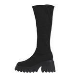 【10/23 10:59までの特別価格】厚底美脚ストレッチフィットロングブーツ 【大きいサイズ有】