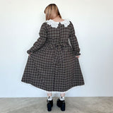 【4L~6L】レースフリルクラシカルチェックワンピース