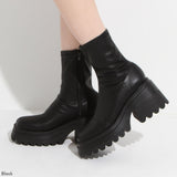 【10/23 10:59までの特別価格】厚底ストレッチフィットショートブーツ 【大きいサイズ有】