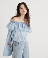 2wayオフショルフリルブラウス