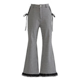 フリルレースロングフレアパンツ