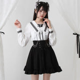 【10/23 10:59までの特別価格】角襟クモレーススタッズブラウス