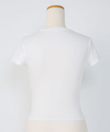 【メール便】プリントクロップド丈半袖Tシャツ