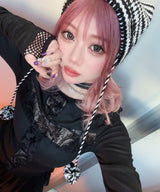 ドクロレース透け十字架長袖カットソートップス