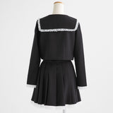 【4L~6L】丸襟レースセーラーセットアップ