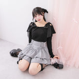 ビッグカラーオフショルリボンカットトップス