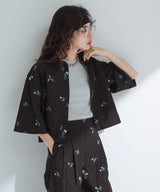 【メール便】タフタ刺繍ハーフスリーブブラウス