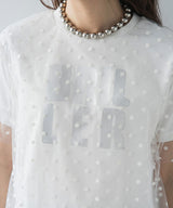 【メール便】チュールレイヤード箔プリントTシャツ