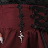 バラレースフリルレースアップティアードスカート