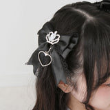 ときめき王冠ビジューレースリボン2個セットヘアクリップ