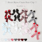 3wayハートビジューチェーン2個セットヘアクリップ