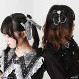 3wayハートビジューチェーン2個セットヘアクリップ