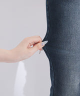 セクシーガーター風ギャルストレッチフレアデニムパンツ