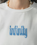 ロゴ刺繍裾レース付きTシャツ