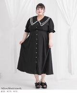 【4L~6L】ダブルビッグカラーシャツワンピース