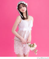 セクシー透けレースキャミ×パンツ2点セット【パット入り】【大きいサイズ有】