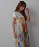 【メール便】水彩アート総柄シアーキャミワンピース