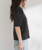パフスリーブロゴ刺繍Tシャツ
