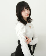 【10/23 10:59までの特別価格】ストーンハートくり抜きリブカットトップス