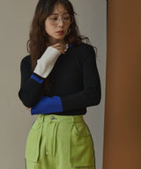 【26aw】フレア袖配色プルオーバーニット