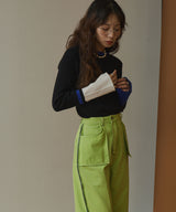 【26aw】フレア袖配色プルオーバーニット