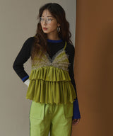 【26aw】フレア袖配色プルオーバーニット