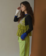 【26aw】フレア袖配色プルオーバーニット