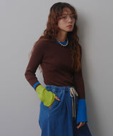 【26aw】フレア袖配色プルオーバーニット