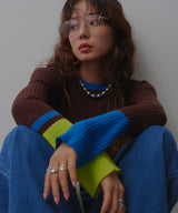 【26aw】フレア袖配色プルオーバーニット