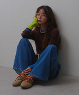 【26aw】フレア袖配色プルオーバーニット